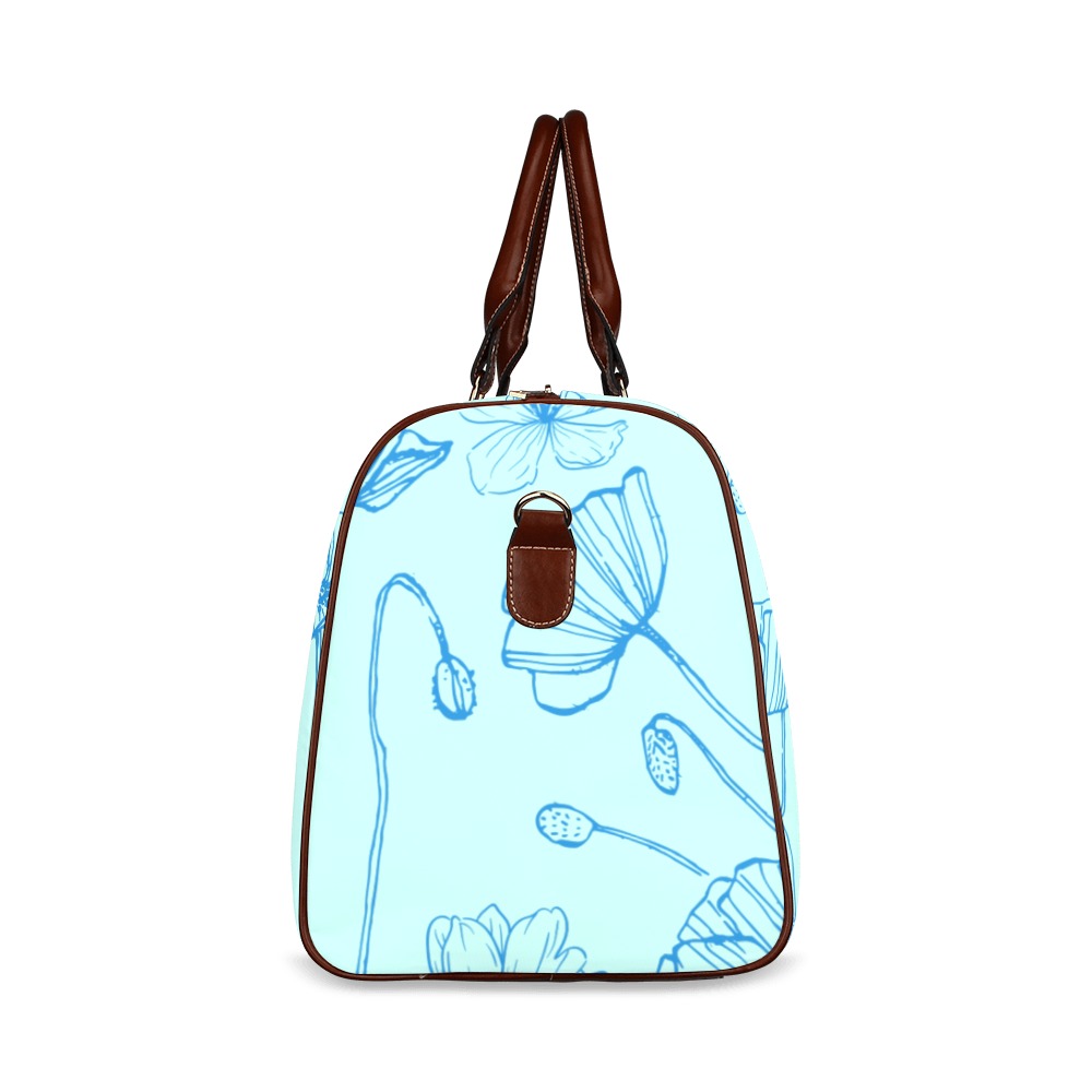 Blue Poppies Waterproof Travel Bag teal Waterproof Travel Bag/Large (Model 1639)