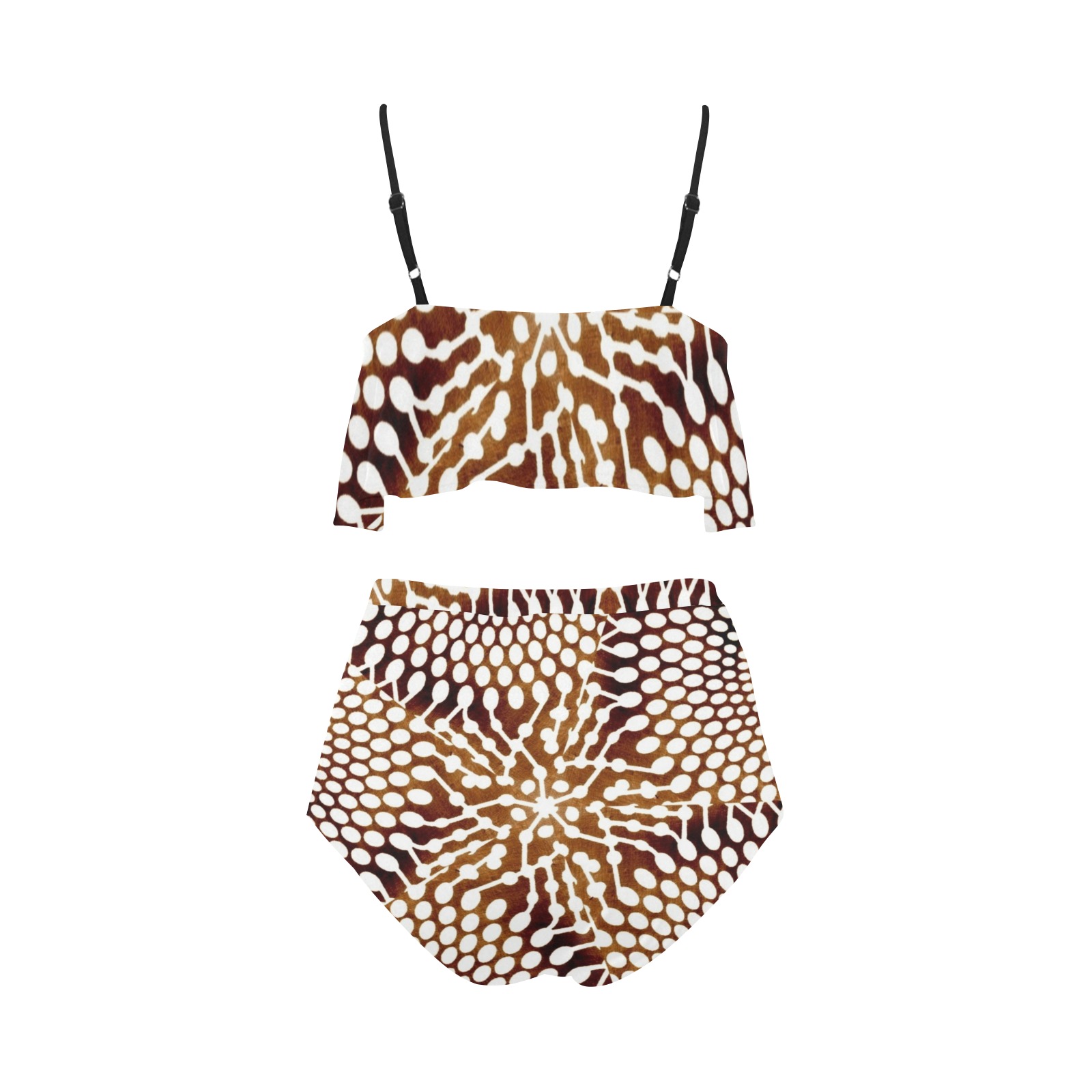 AFRICAN PRINT PATTERN 4 High Waisted Ruffle Bikini Set (Model S13)