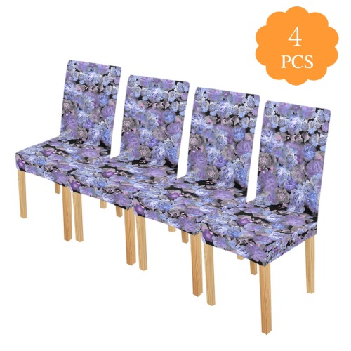 peonies dark blue Chair Cover (Pack of 4)