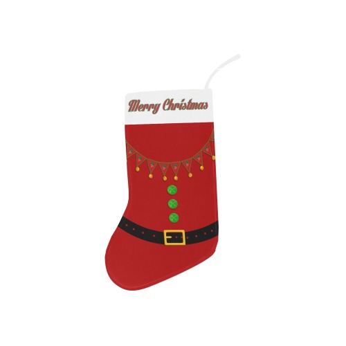 Elf Costume Red Green Christmas Stocking (Custom Text on The Top)