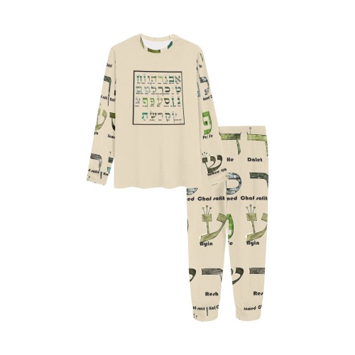 Hebre alphabet with letters name Kids' All Over Print Pajama Set