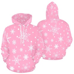 Snowflakes Pink All Over Print Hoodie for Men (USA Size) (Model H13)