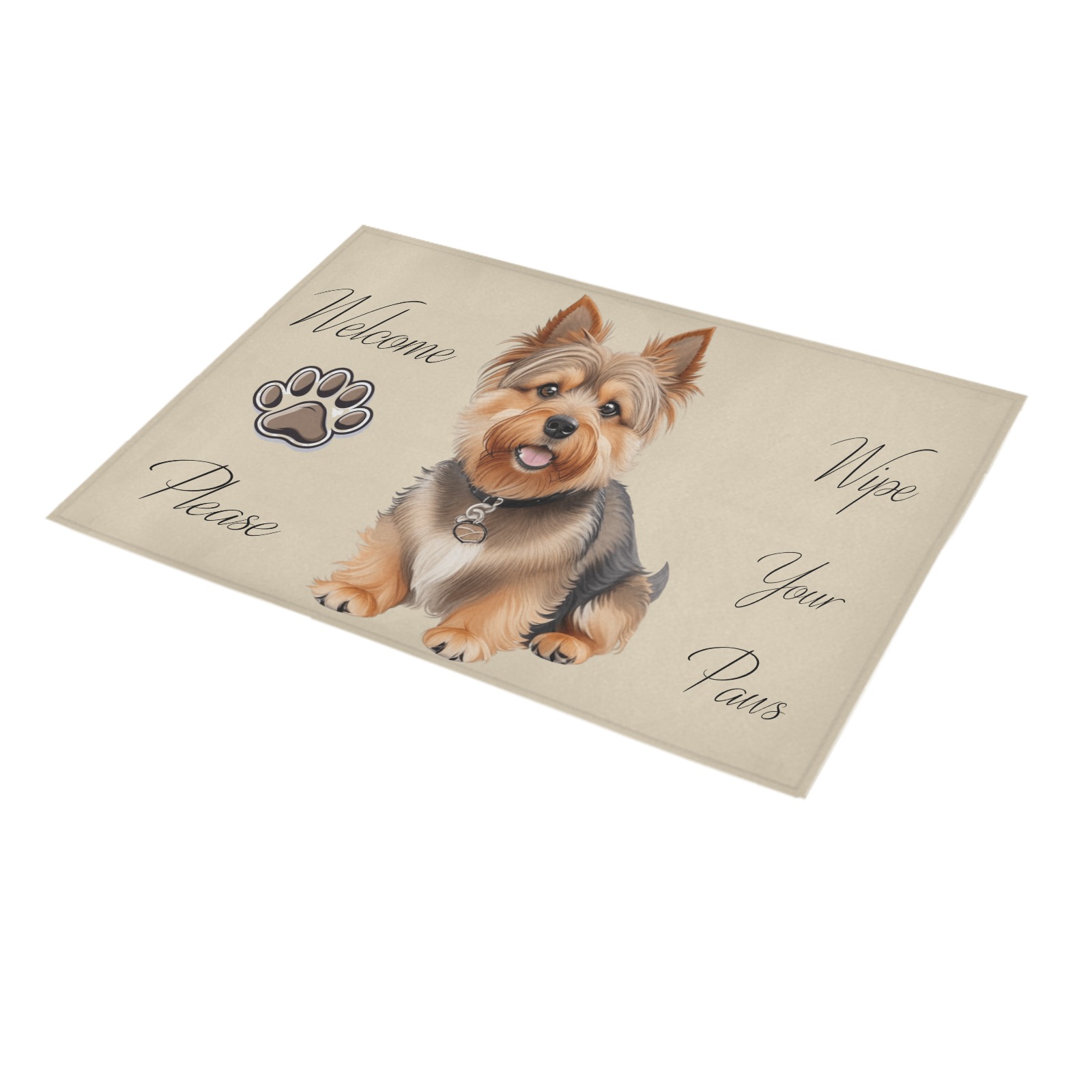 Australian Terrier Please Wipe Your Paws Azalea Doormat 30" x 18" (Sponge Material)