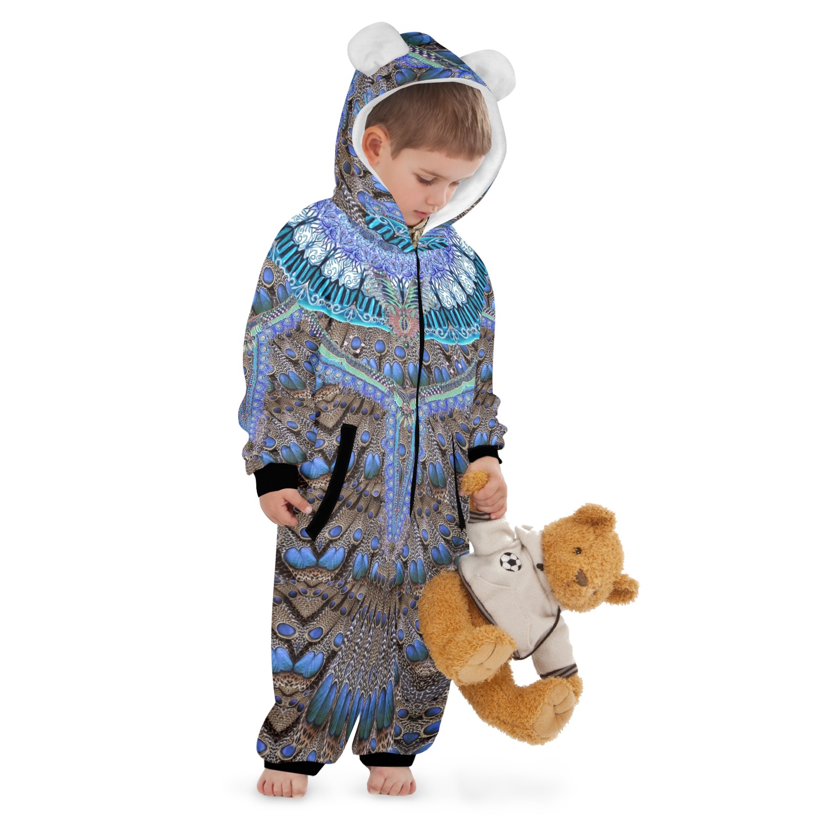 spain One-Piece Zip up Hooded Pajamas for Little Kids
