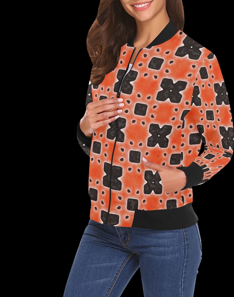 Arabesque All Over Print Bomber Jacket for Women (Model H19)