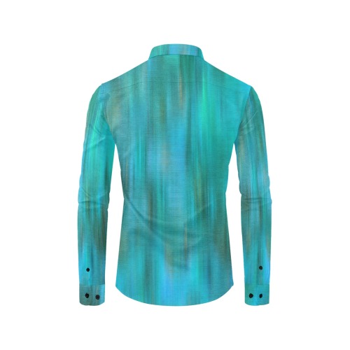 Trendy Teal Abstract Men's All Over Print Casual Dress Shirt (Model T61)