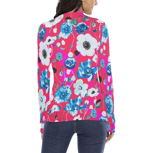 Fuchsia garden 4T Women's All Over Print Mock Neck Sweatshirt (Model H43)