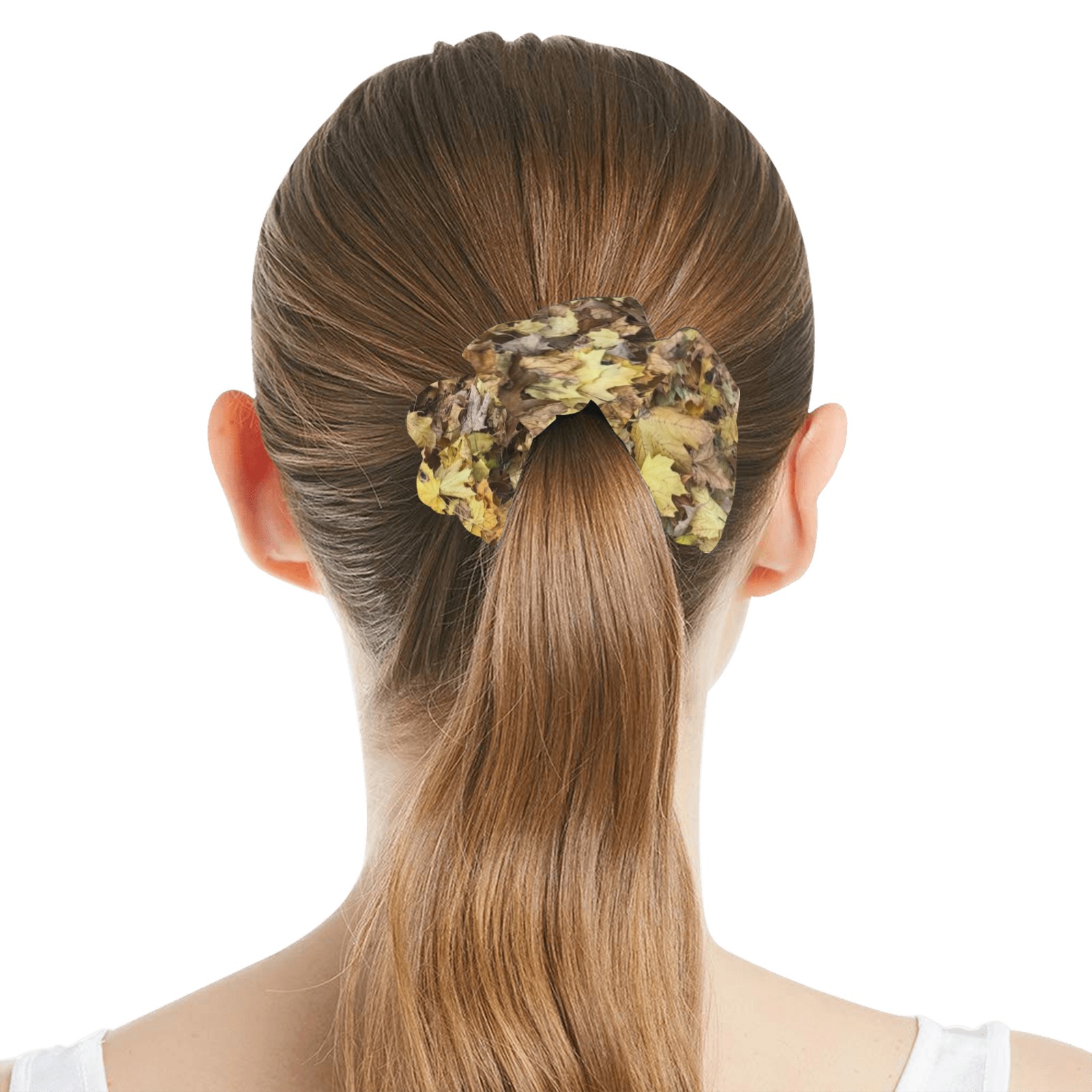 HoneySuckle Design Autumn yellow leaves All Over Print Hair Scrunchie