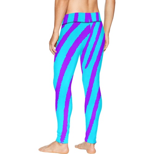 Zebra Print (Blue & Purple) Men's All Over Print Leggings (Model L38)