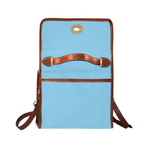 color baby blue Waterproof Canvas Bag-Brown (All Over Print) (Model 1641)