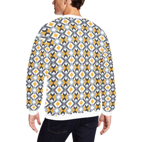 Retro Angles Abstract Geometric Pattern All Over Print Crewneck Sweatshirt for Men (Model H18)