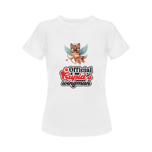 Cupid German Shepherd Official Cupid's Wingman Women's T-Shirt in USA Size (Two Sides Printing)