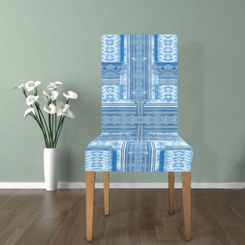 greec mosaic bleu faience Removable Dining Chair Cover