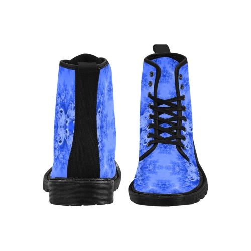 Blue Sky over the Bluebells Frost Fractal Martin Boots for Women (Black) (Model 1203H)