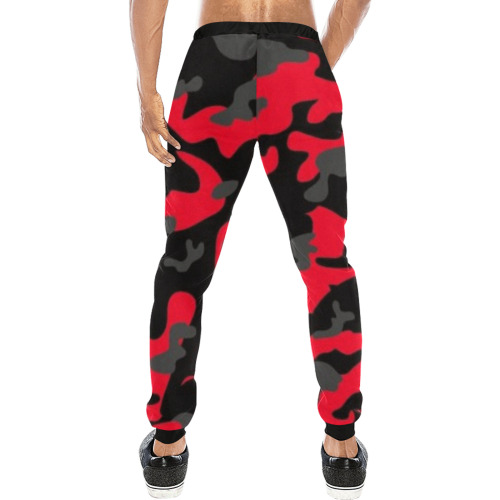 black red cambo Men's All Over Print Sweatpants (Model L11)