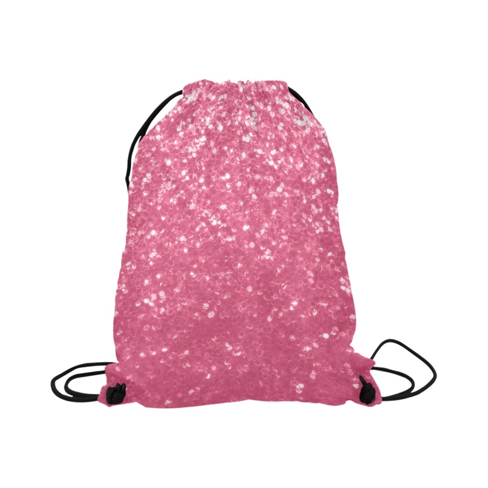 Magenta light pink red faux sparkles glitter Large Drawstring Bag Model 1604 (Twin Sides)  16.5"(W) * 19.3"(H)