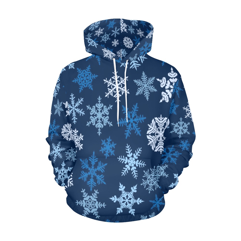 Snowflakes Blue All Over Print Hoodie for Men (USA Size) (Model H13)