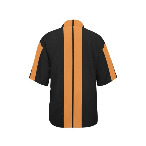 Race Car Stripe Center Black / Orange All Over Print Hawaiian Shirt for Women (Model T58)