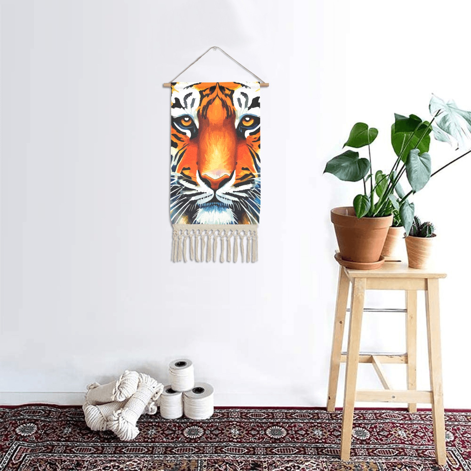 Cute Tiger Funny Colorful Animal Art Linen Hanging Poster