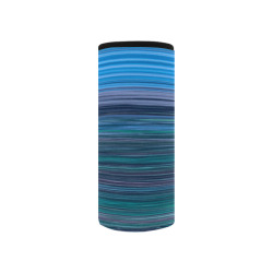 Abstract Blue Horizontal Stripes Neoprene Water Bottle Pouch/Small