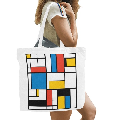 Mondrian De Stijl Modern Canvas Tote Bag/Large (Model 1702)