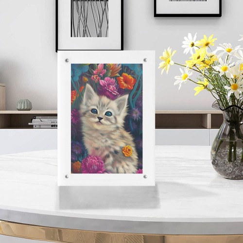 Cute Kittens 9 Acrylic Magnetic Photo Frame 5"x7"