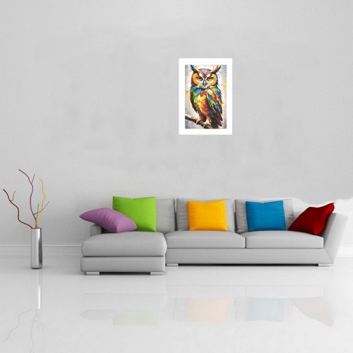 Beautiful owl bird. Stylish colorful fantasy art Art Print 19‘’x28‘’