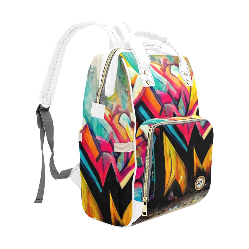colourful graffiti street Multi-Function Diaper Backpack/Diaper Bag (Model 1688)