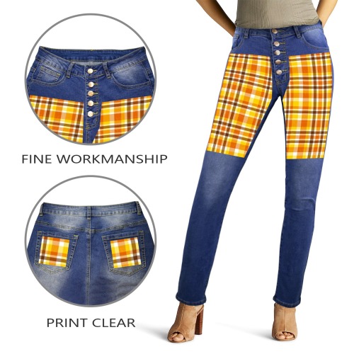 Plaids 5 Women's Jeans (Front&Back Printing)
