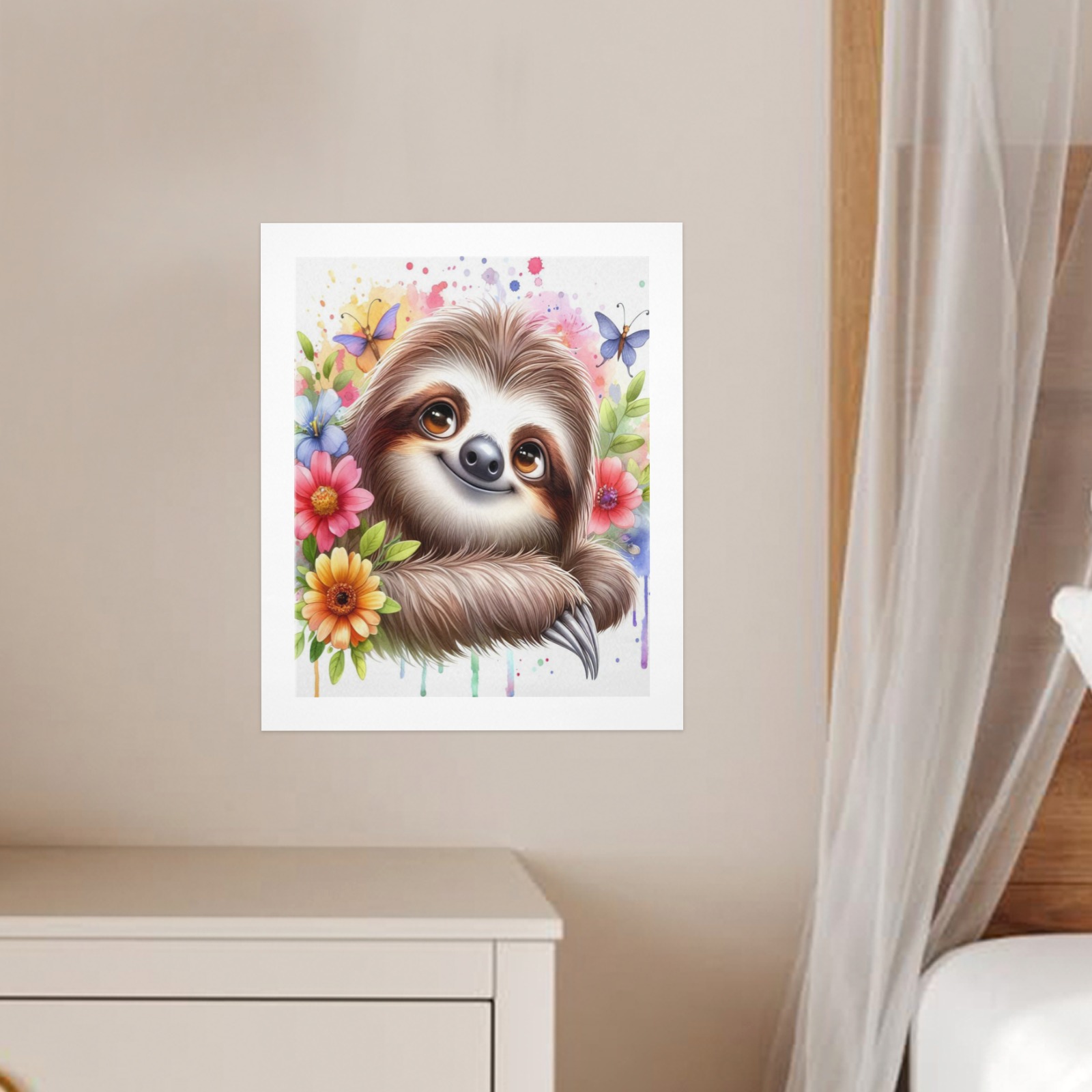 Watercolor Sloth 2 Art Print 8"x10" (3 Pieces)