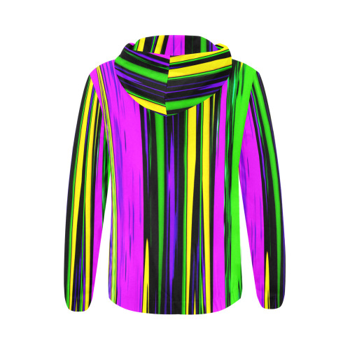 Mardi Gras Stripes All Over Print Full Zip Hoodie for Women (Model H14)