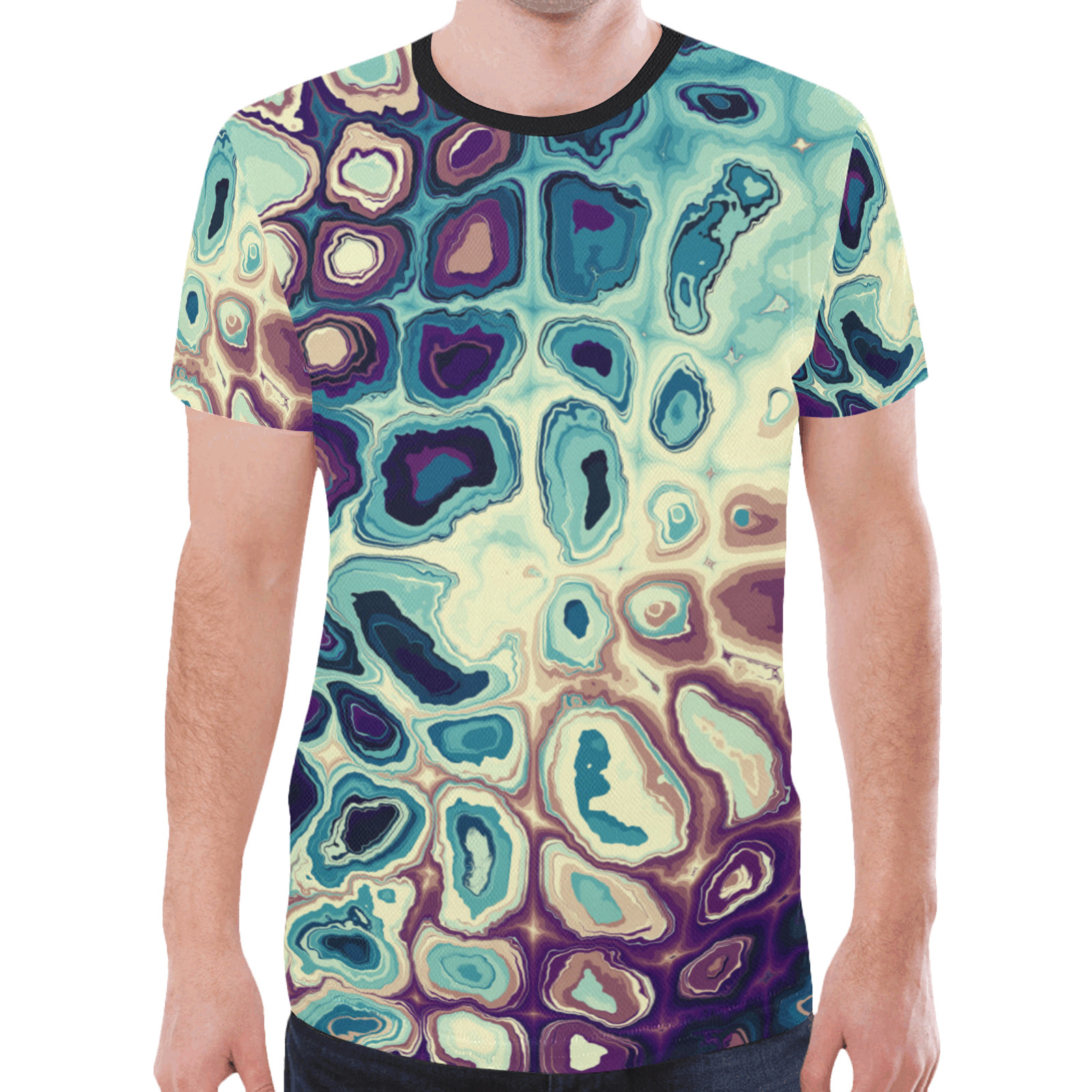 Purple Blue swirls Oil Slick New All Over Print T-shirt for Men (Model T45)