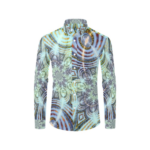 Spiral Love - rainbow fractal spiral Men's All Over Print Casual Dress Shirt (Model T61)