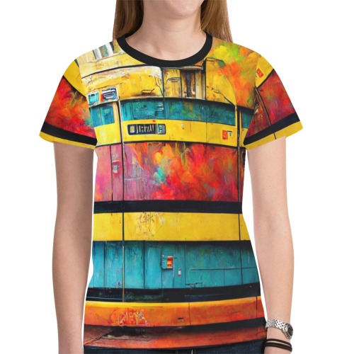 graffiti style train New All Over Print T-shirt for Women (Model T45)