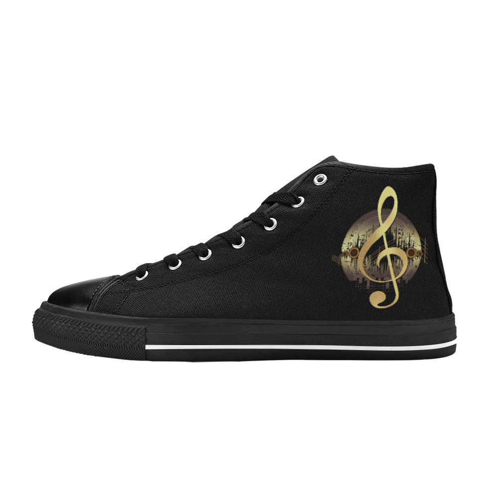 Delightful Tune - Gold Women's Classic High Top Canvas Shoes (Model 017)