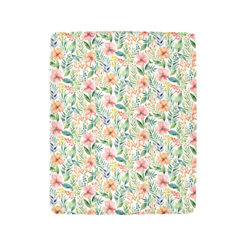 watercolor spring flowers pattern Ultra-Soft Micro Fleece Blanket 40"x50"