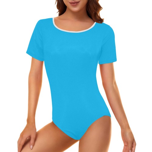 color deep sky blue Women's Short Sleeve Bodysuit