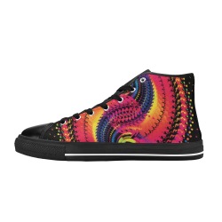 Ô Party Time Yin-Yang on Black Women's Classic High Top Canvas Shoes (Model 017)