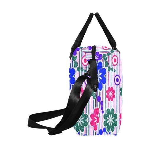 Flowers and Lines of colors Large Capacity Duffle Bag (Model 1715)