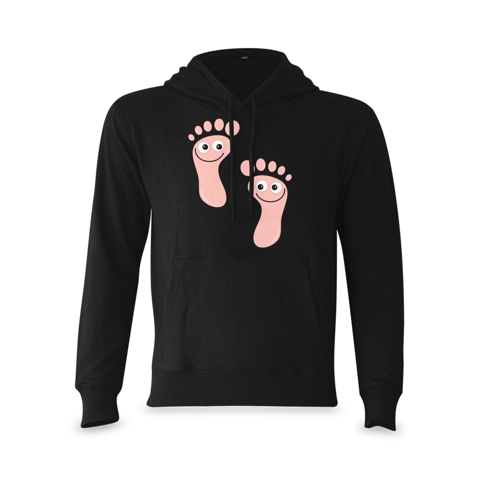 Happy Cartoon Pink Human Foot Prints Oceanus Hoodie Sweatshirt (Model H03)