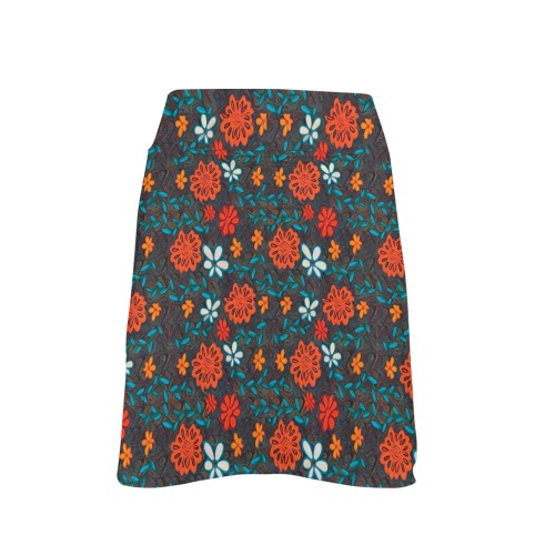 Pretty floral pattern Women's Golf Skirt with Pockets (Model D64)