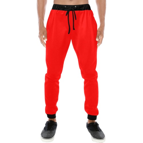 Merry Christmas Red Solid Color Men's All Over Print Sweatpants (Model L11)