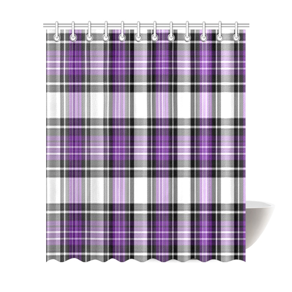 Purple Black Plaid Shower Curtain 72"x84"