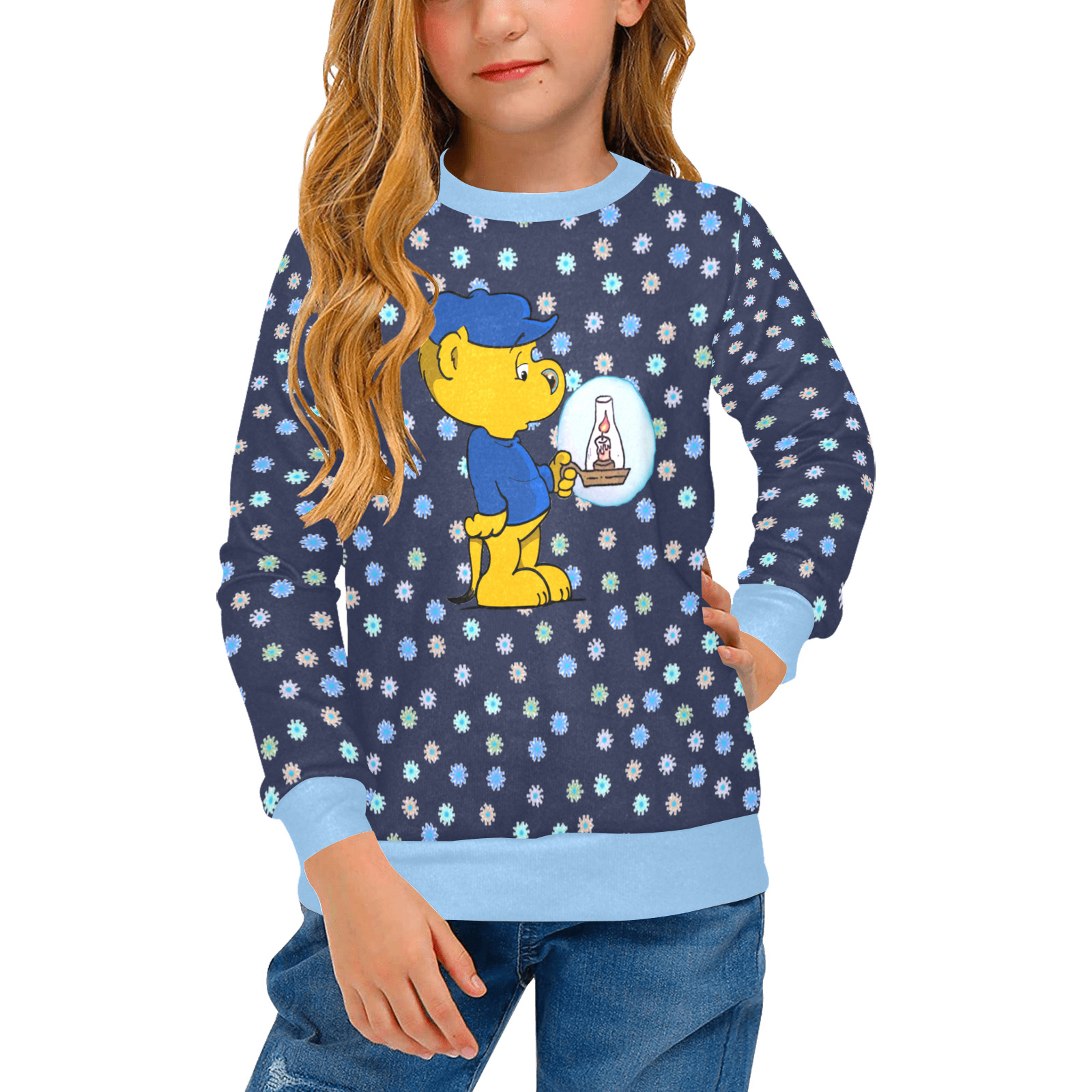 Ferald's Candle Light Girls' All Over Print Crew Neck Sweater (Model H49)