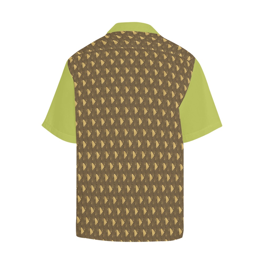 Art Deco - Green & Gold Hawaiian Shirt (Model T58)