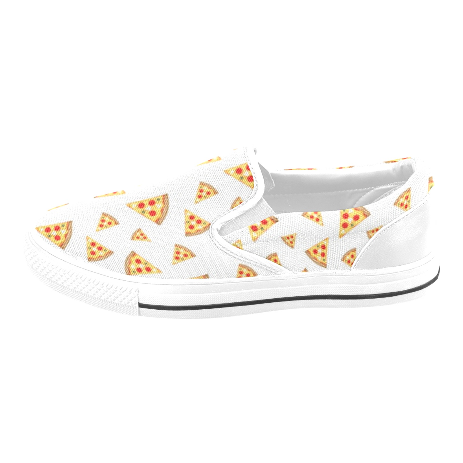 Cool and fun pizza slices pattern on white Men's Slip-on Canvas Shoes (Model 019)