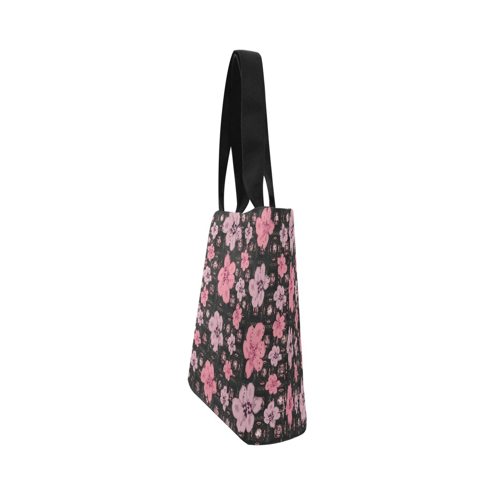 Summertime-Pink Floral Canvas Tote Bag (Model 1657)