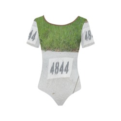 Street Number 4844 with Brown Collar Women's Short Sleeve Bodysuit