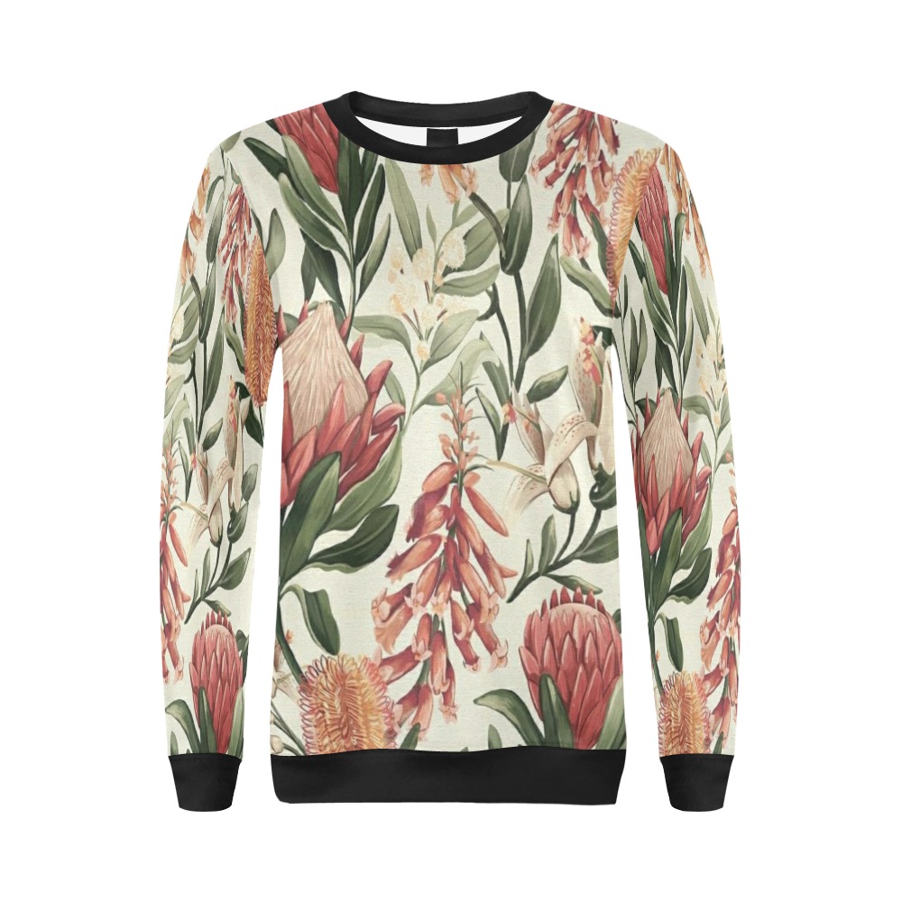 Floral All Over Print Crewneck Sweatshirt for Women (Model H18)
