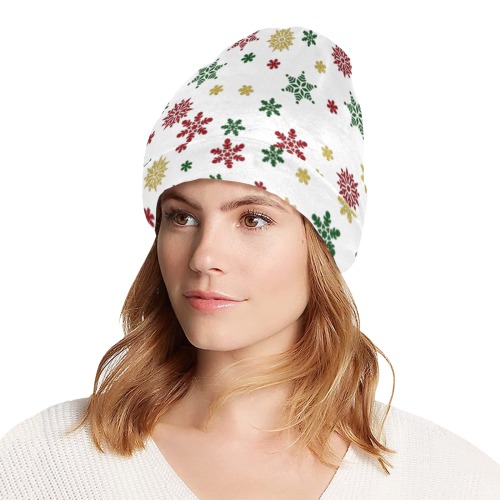 Snowflake Print All Over Print Beanie for Adults